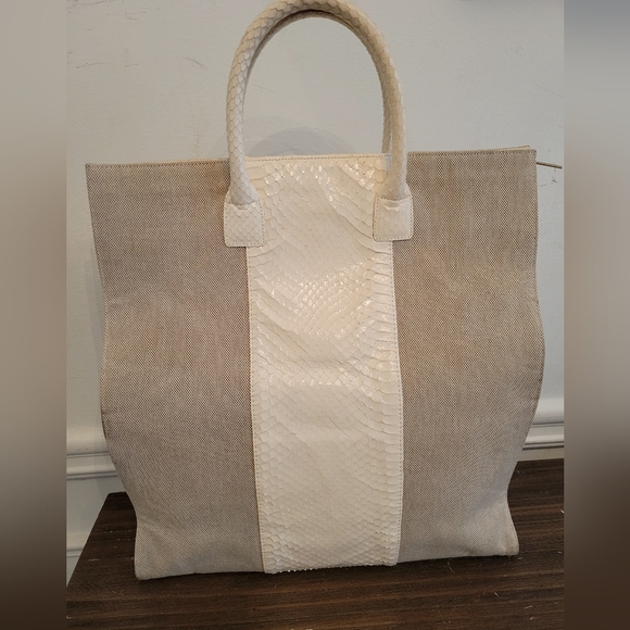 Hayward Canvas and Python Tote - Picture 1 of 12